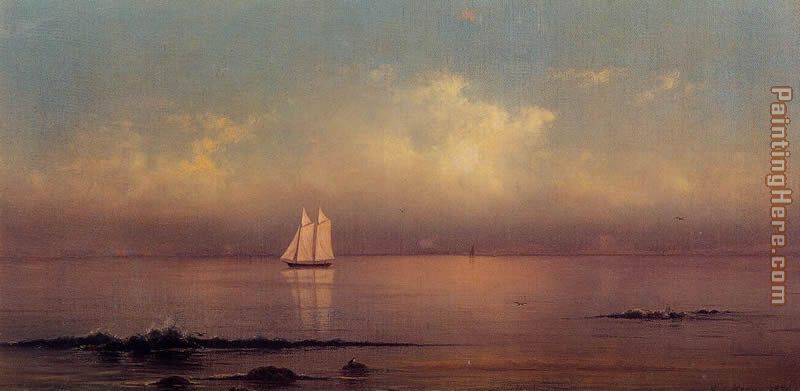 Becalmed, Long Island Sound painting - Martin Johnson Heade Becalmed, Long Island Sound art painting